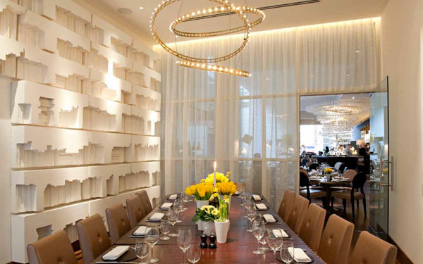 The private dining room at D&D London's restaurant, Avenue. Interiors designed by Russell Sage Studio.