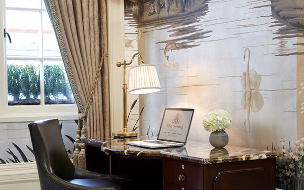 The reception at The Goring Hotel, London. Interiors designed by Russell Sage Studio Ltd.