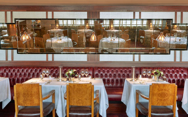 Dining room at the Pont de la Tour, London. Interiors designed by Russell Sage Studio Ltd.