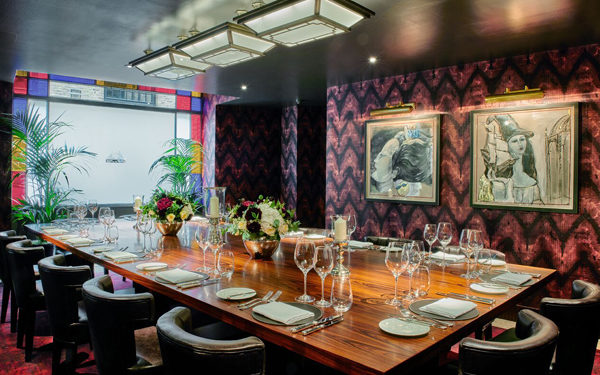 Private dining at Pont de la Tour, London. Interiors designed by Russell Sage Studio Ltd.